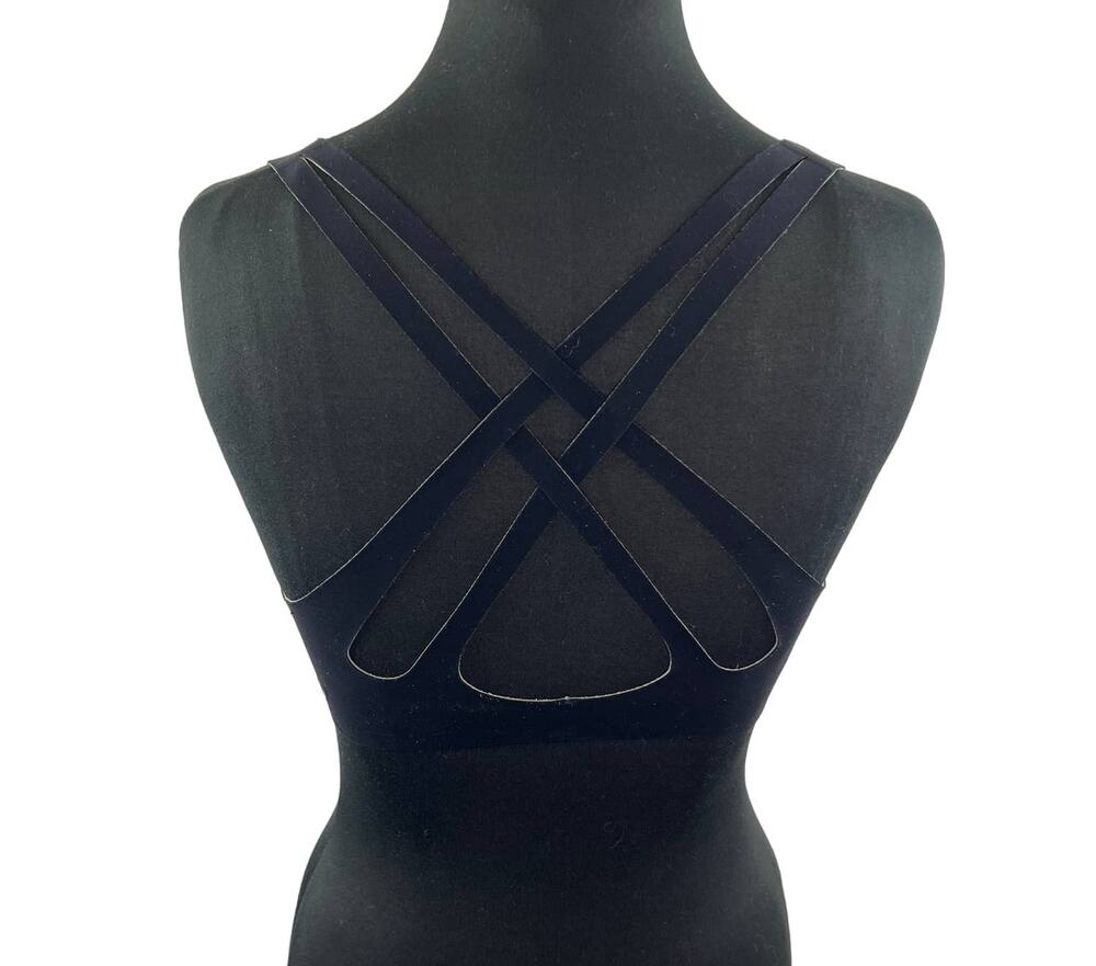 LULULEMON Womens Black Scoop Neck Crisscross Back Strap Athletic Sports Bra